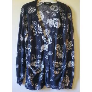 Prabal Gurung Womens M Black & White Floral Print V Neck Button Cardigan Cotton